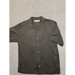 #A054 Tommy Bahama Mens Medium 100% Silk Shirt Five O'Clock Shadow Embroider